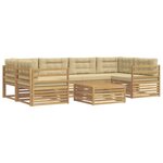 vidaXL Ensemble de canapés d'extérieur 7 Pièces Blanc et Beige Polyester