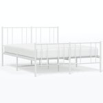 vidaXL Cadre de lit métal avec tête de lit/pied de lit blanc 135x190cm