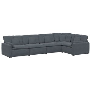 vidaXL Canapé modulaire avec coussins en velours gris foncé