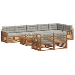 vidaXL Ensemble de canapés d'extérieur 9 pc Gris Naturel et Clair