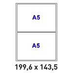 Lot de 100 planches a4 de 2 étiquettes autocollantes a5 format 199,6 x 143,5 mm = 200 étiquettes