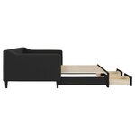 vidaXL Lit de jour avec gigogne et tiroirs noir 90x200 cm tissu