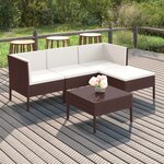 vidaXL Salon de jardin 5 Pièces avec coussins résine tressée marron