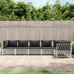 vidaXL Salon de jardin avec coussins 6 Pièces blanc acier