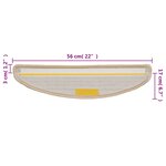 vidaXL Tapis d'escalier 15 Pièces crème 56x17x3 cm