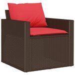 vidaXL Salon de jardin 4 Pièces avec coussins marron résine tressée