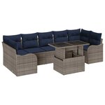 vidaXL Ensemble de canapé de jardin avec coussin 8 Pièces Gris Poly rotin