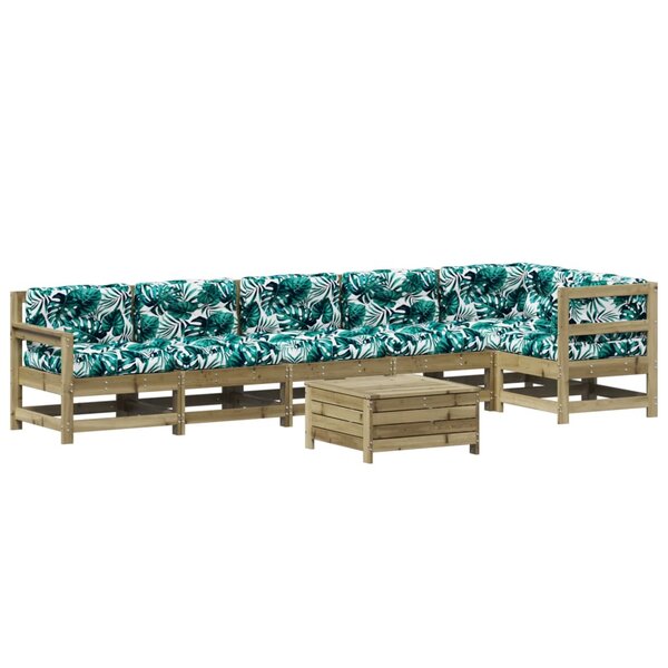 vidaXL Salon de jardin 7 Pièces avec coussins bois de pin imprégné