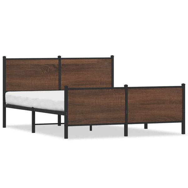 vidaXL Cadre de lit en métal sans matelas chêne marron 140x190 cm