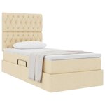 vidaXL Lit avec rangement et matelas Crème 90 x 200 cm Polyester