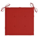 vidaXL Chaises de jardin avec coussins rouge lot de 8 Teck massif