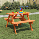 vidaXL Table de pique-nique pour 4 enfants avec trou de parasol sapin