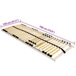 vidaXL Sommier à lattes Marron 120 x 190 cm Bois de hêtre massif