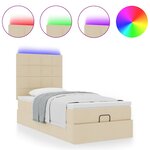vidaXL Lit ottoman avec matelas et LED crème 90x200 cm tissu