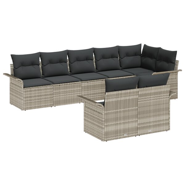 Ensemble de Canapé de Jardin de 8 pièces vidaXL avec Coussins Gris Clair en Rattan Poly