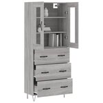vidaXL Buffet haut Sonoma gris 69 5x34x180 cm Bois d'ingénierie