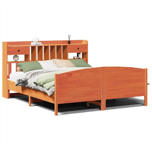 vidaXL Lit bibliothèque sans matelas cire marron 180x200 cm pin massif