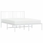 vidaXL Cadre de lit métal sans matelas et tête de lit blanc 160x200 cm