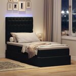 vidaXL Lit de rangement LED avec matelas Noir 90 x 200 cm Velours