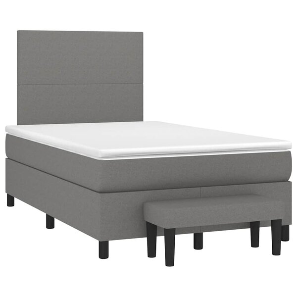vidaXL Sommier à lattes de lit avec matelas gris foncé 120x190cm tissu