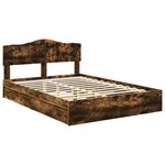 vidaXL Lit de Rangement Chêne fumé 140 x 190 cm Bois d'ingénierie