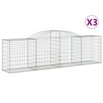 vidaXL Paniers à gabions arqués 3 Pièces 300x50x80/100 cm fer galvanisé