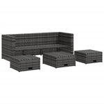 vidaXL Salon de jardin 4 Pièces avec coussins résine tressée gris