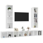 vidaXL Meubles TV muraux 4 Pièces Blanc Bois d'ingénierie