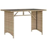 vidaXL Table de jardin avec dessus en verre beige 110x68x70 cm rotin