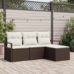 vidaXL Ensemble de canapé de jardin 4 Pièces Marron Poly rotin
