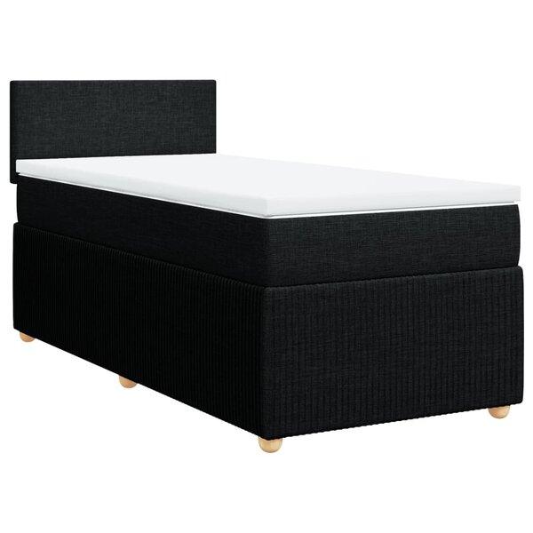 vidaXL Sommier à lattes de lit avec matelas Noir 90x200 cm Tissu