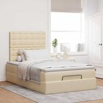 vidaXL Cadre de lit ottoman avec matelas crème 120x190 cm tissu