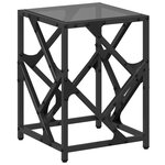 vidaXL Table basse avec dessus en verre noir 30x30x41 cm acier