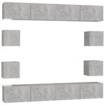 vidaXL Ensemble de meubles TV 8 Pièces Gris béton Bois d'ingénierie
