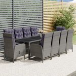 vidaXL Mobilier à dîner de jardin 11 Pièces Résine tressée Gris