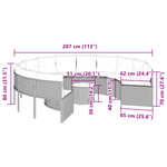 vidaXL Canapé de jardin avec table coussins rond gris résine tressée