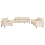 vidaXL Ensemble de canapés 3 Pièces avec coussins beige tissu microfibre