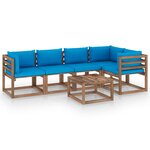 vidaXL Salon palette de jardin 6 Pièces et coussins Bois de pin imprégné