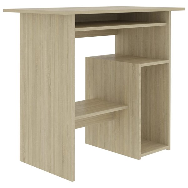 Bureau table poste de travail meuble d'ordinateur informatique étude chêne sonoma 80 x 45 x 74 cm bois d’ingénierie brun 02_0023660