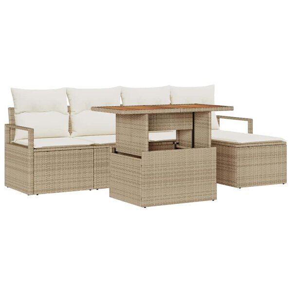 vidaXL Ensemble de salle à manger pour jardin 6 Pièces Beige  Crème