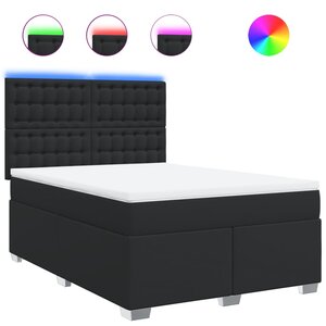 vidaXL Sommier à lattes de lit avec matelas Noir 140x200 cm Similicuir