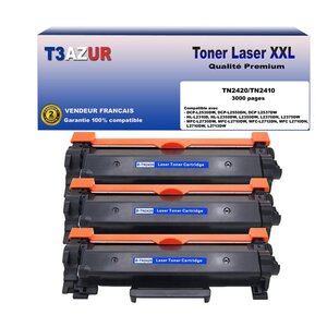 3 Toners compatibles avec Brother TN2420 pour Brother HL-L2372DN  L2375DW  L2357DW  L2370DN  L2310D  L2350DW  L2395DW - 3 000 pages - T3AZUR