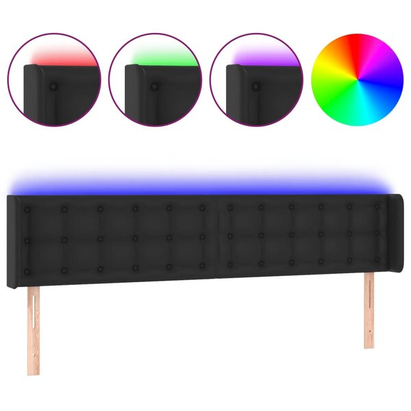 vidaXL Tête de lit à LED Noir 183x16x78/88 cm Similicuir