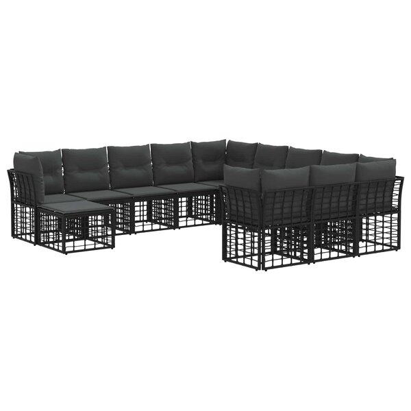 vidaXL Ensemble de canapés d'extérieur 12 pc Noir et Gris foncé