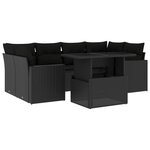 vidaXL Salon de jardin 7 Pièces avec coussins noir résine tressée