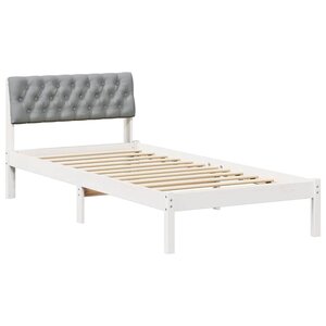 vidaXL Cadre de lit Blanc et gris clair 90 x 190 cm Bois massif en pin