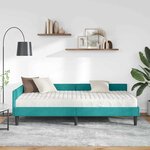 vidaXL Cadre de lit d'angle avec matelas Autre 2 Pièces Turquoise Velours