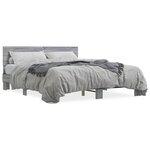 vidaXL Cadre de lit sonoma gris 150x200 cm bois d'ingénierie et métal
