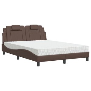vidaXL Lit Viana avec matelas marron 140x200 cm similicuir