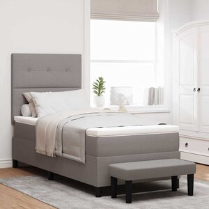 vidaXL Lit à ressorts avec matelas Taupe 90 x 200 cm tissu
